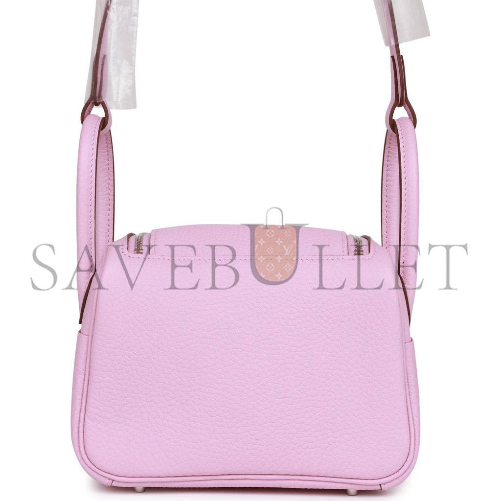 H**mes mini lindy mauve sylvestre clemence palladium hardware (19*12.5*9)