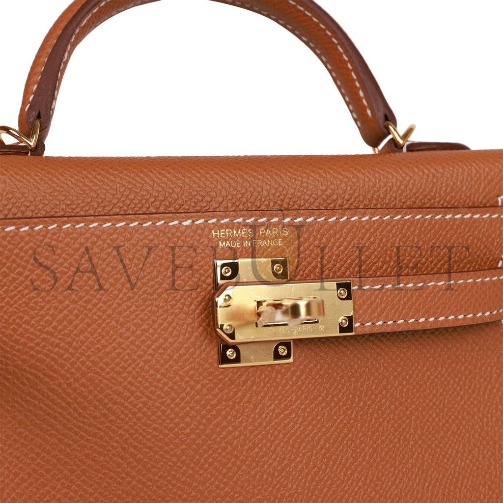 H**mes mini kelly sellier 20 gold epsom gold hardware 39848783642718(19*12*5.5cm)