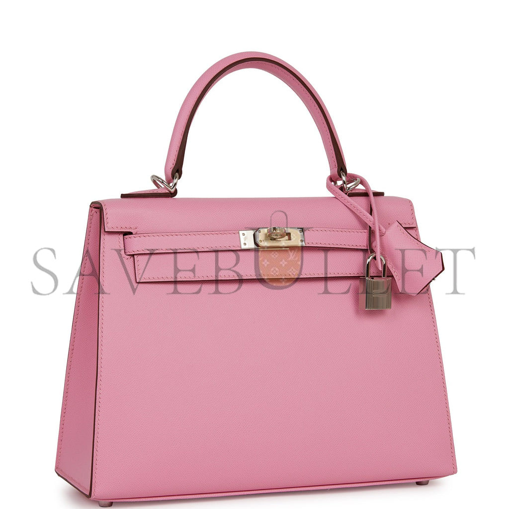 H**mes kelly sellier 25 pink verso madame palladium hardware (25*17*7cm)