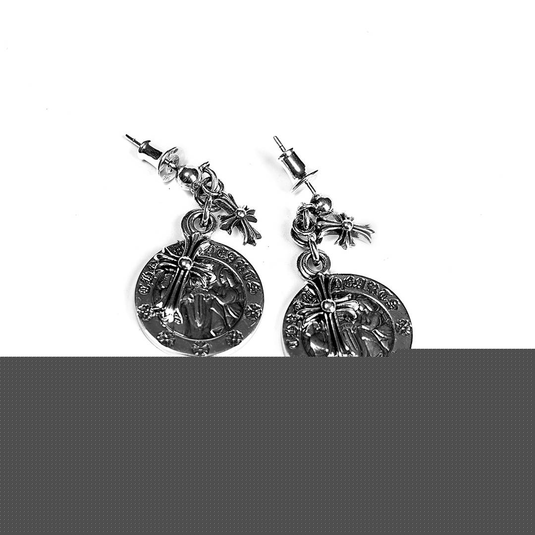 CHROME HEARTS CROSS ANGEL MEDALLION EARRING