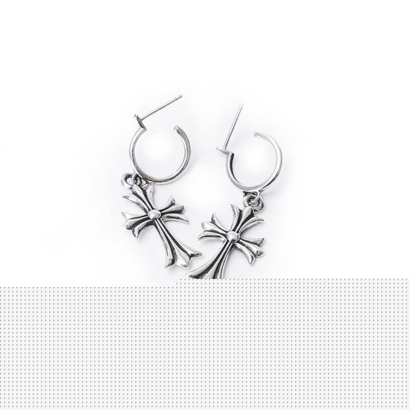 Ch**me He**ts tiny cross hoop earring