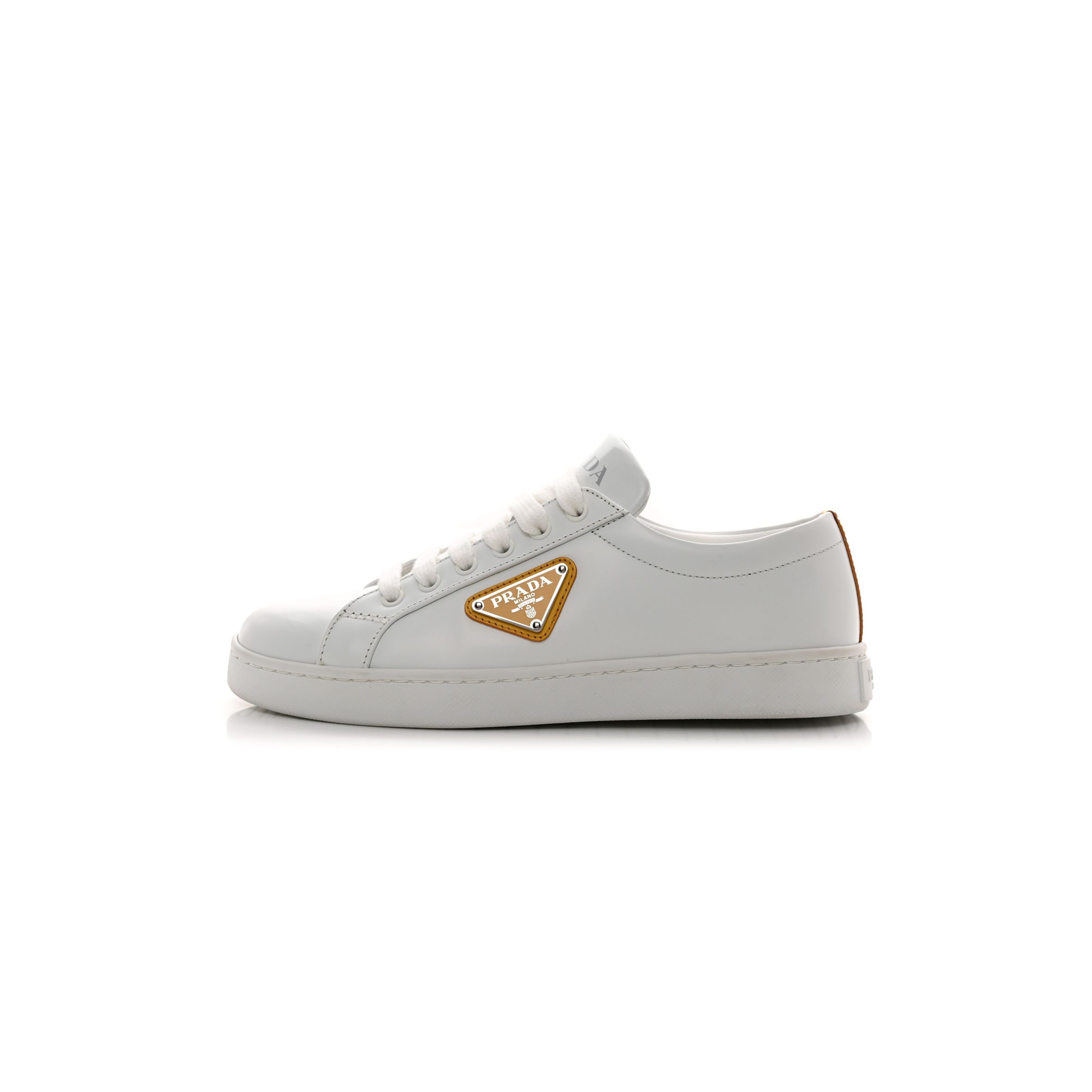 Pra*a spazzolato rois metal triangle logo 25mm sneakers 35.5 white soleil