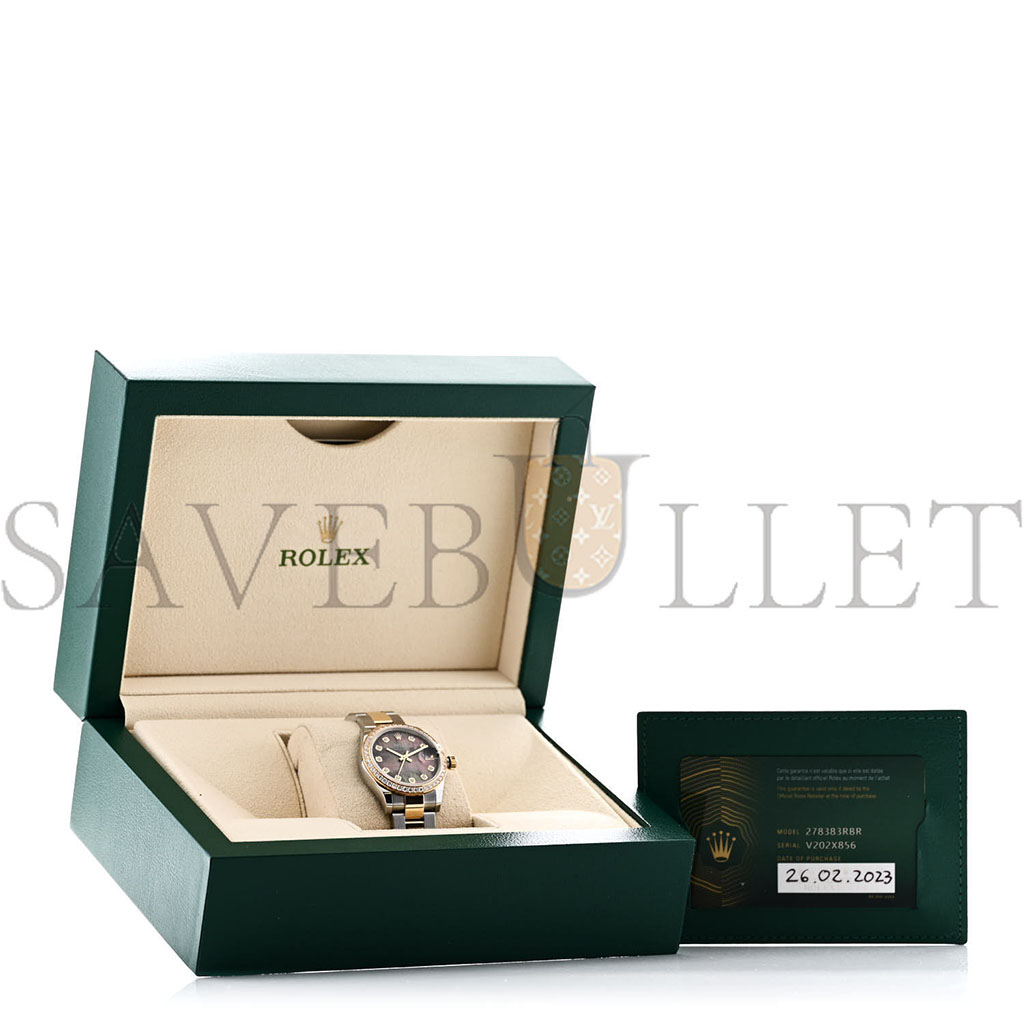 R*l*x stainless steel 18k yellow gold diamond black mother of pearl 31mm oyster perpetual datejust watch 278383rbr