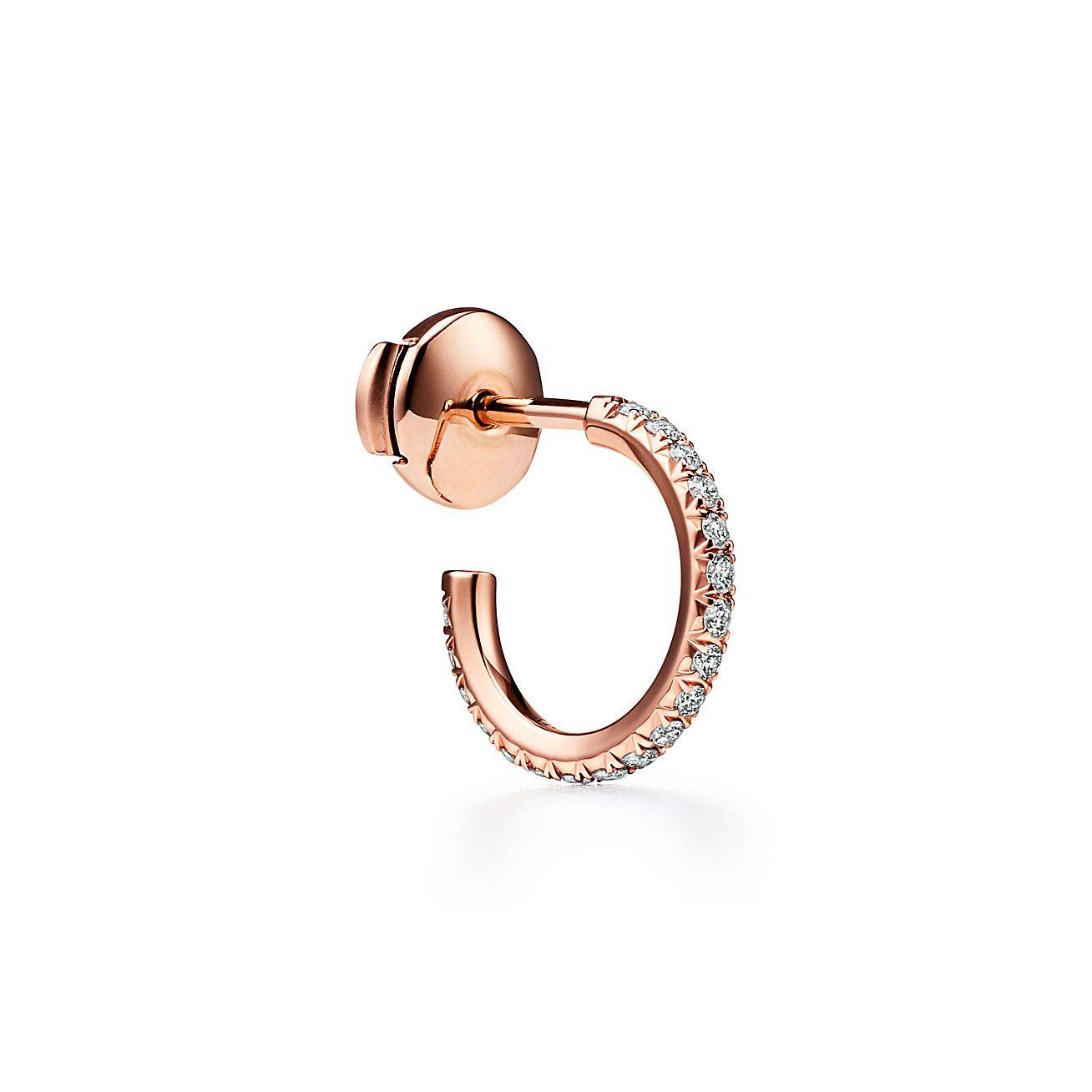 T*f*ny metro hoop earrings in rose gold with diamonds, small