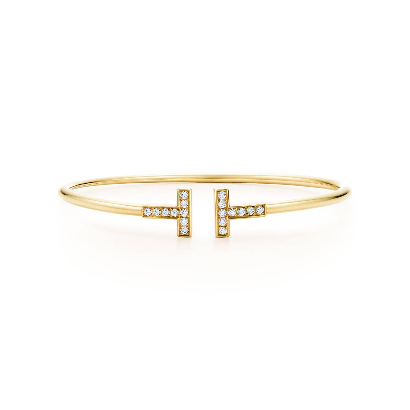 T*f*ny t diamond wire bracelet in 18k gold