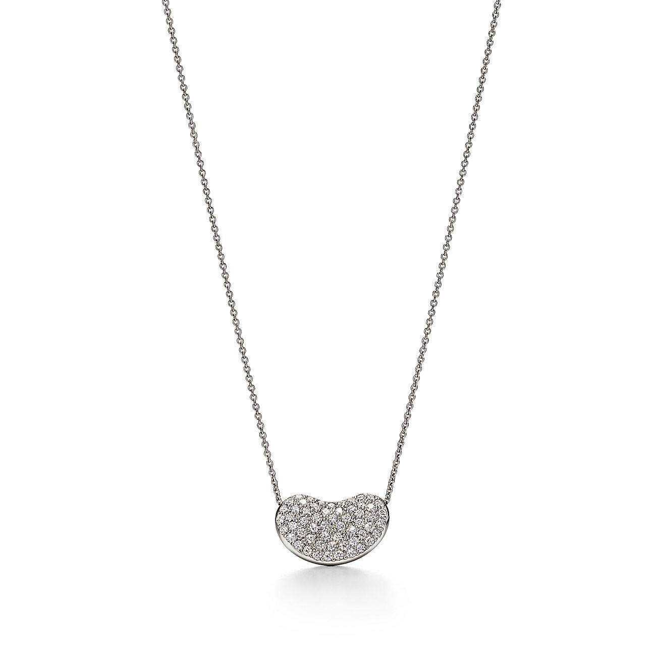 T*f*ny elsa peretti® bean® design pendant in platinum with pavÉ diamonds, 18 mm