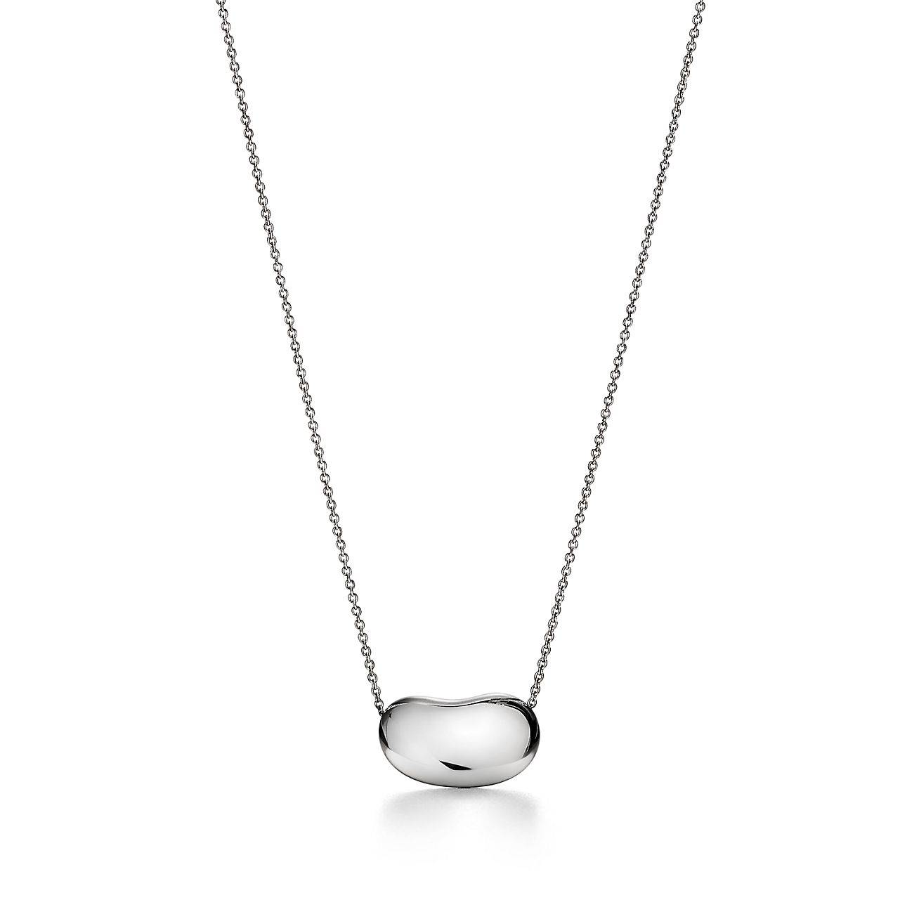 T*f*ny elsa peretti® bean® design pendant in platinum with pavÉ diamonds, 18 mm