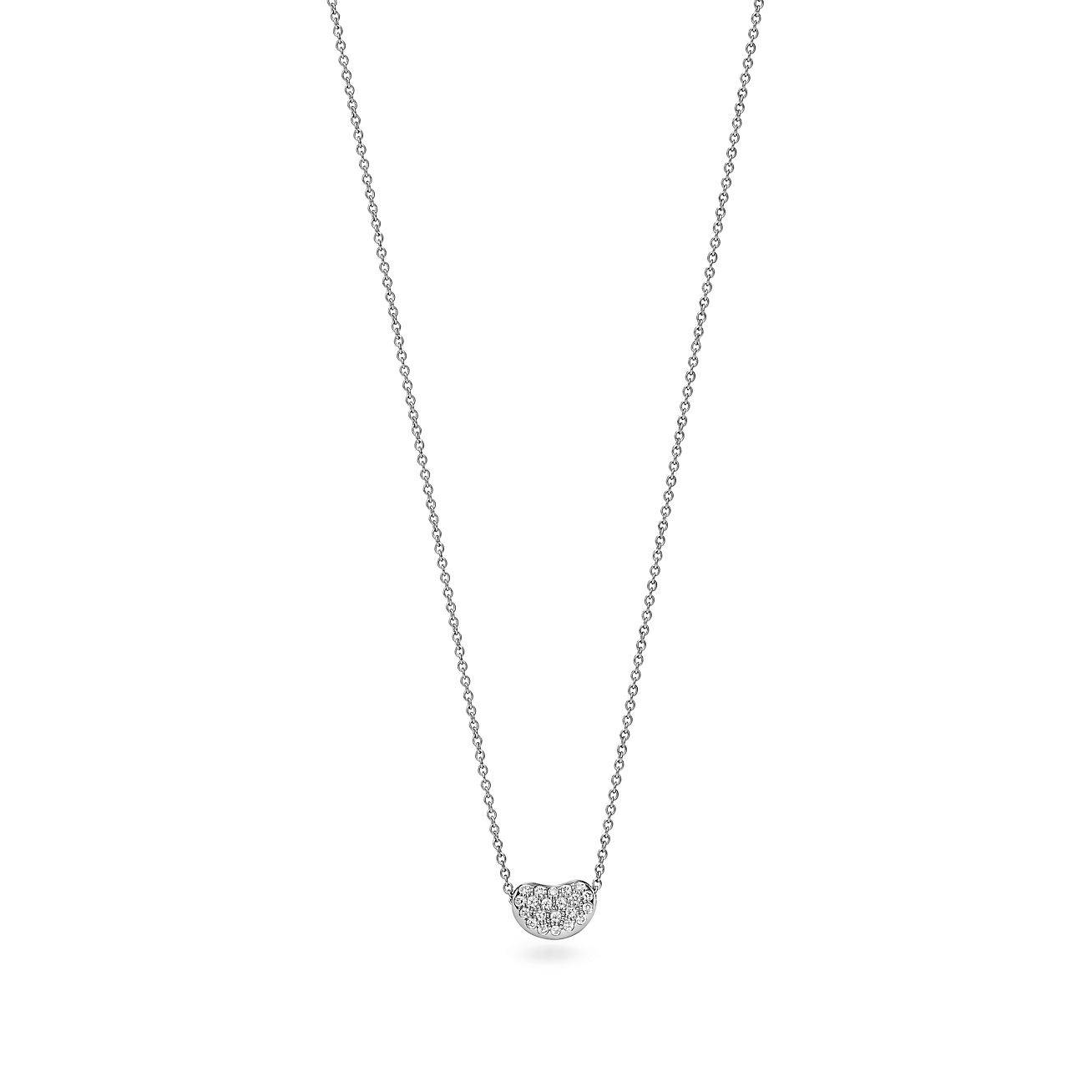 T*f*ny elsa peretti® bean® design pendant in platinum with diamonds, 9 mm