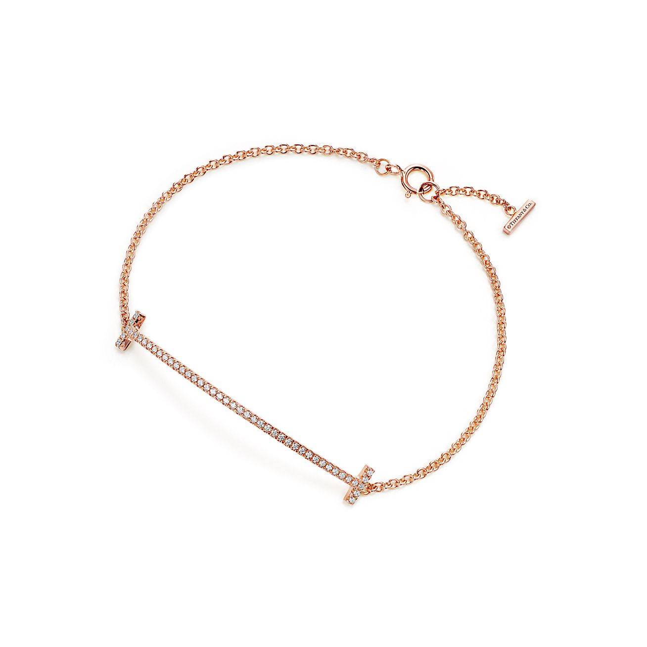 T*f*ny t smile bracelet in rose gold with diamonds