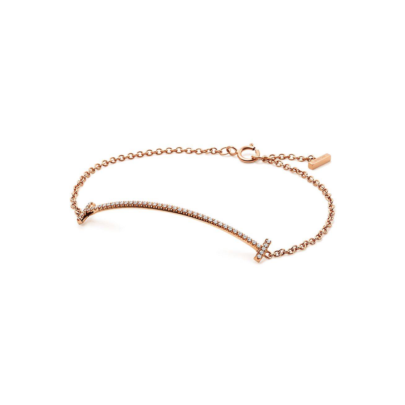 T*f*ny t smile bracelet in rose gold with diamonds