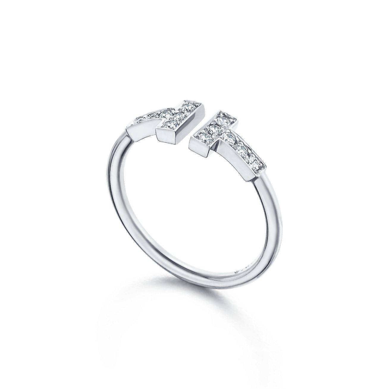 T*f*ny t diamond wire ring in 18k white gold