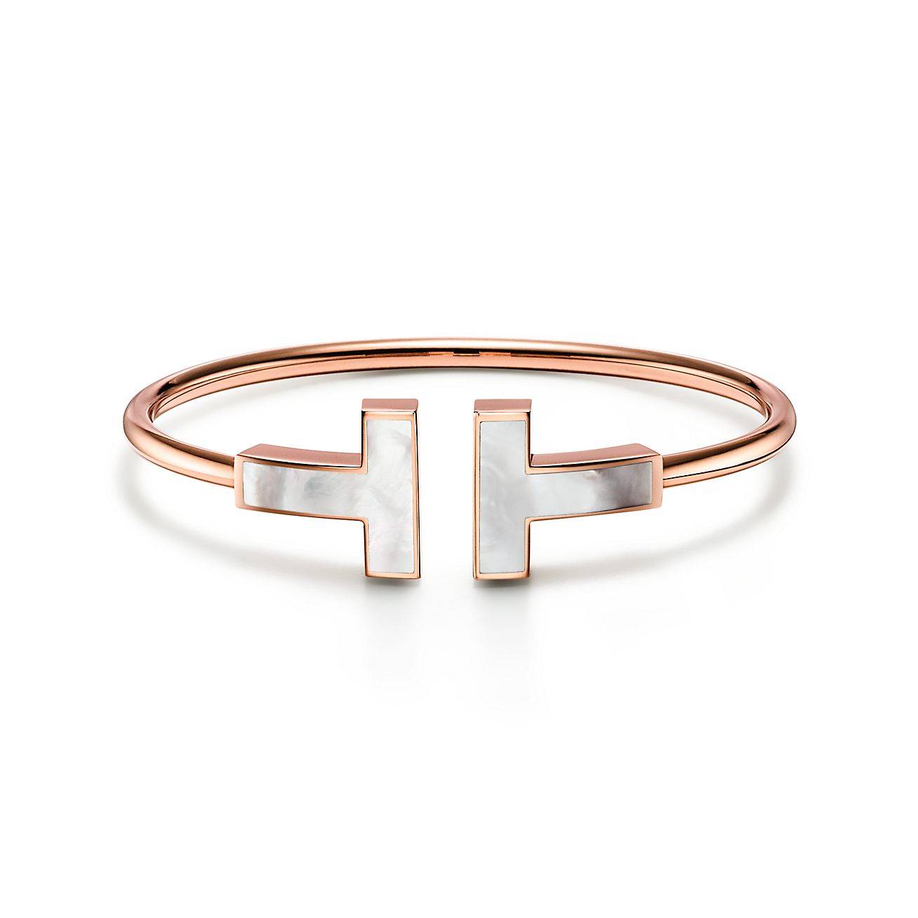 T*f*ny t wire bracelet in rose gold with mother-of-pearl, wide