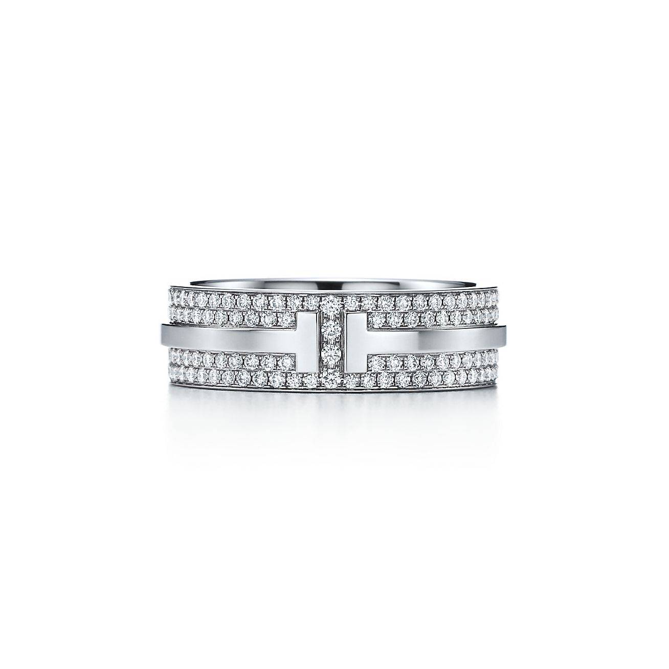 T*f*ny t wide pavÉ diamond ring in 18k white gold