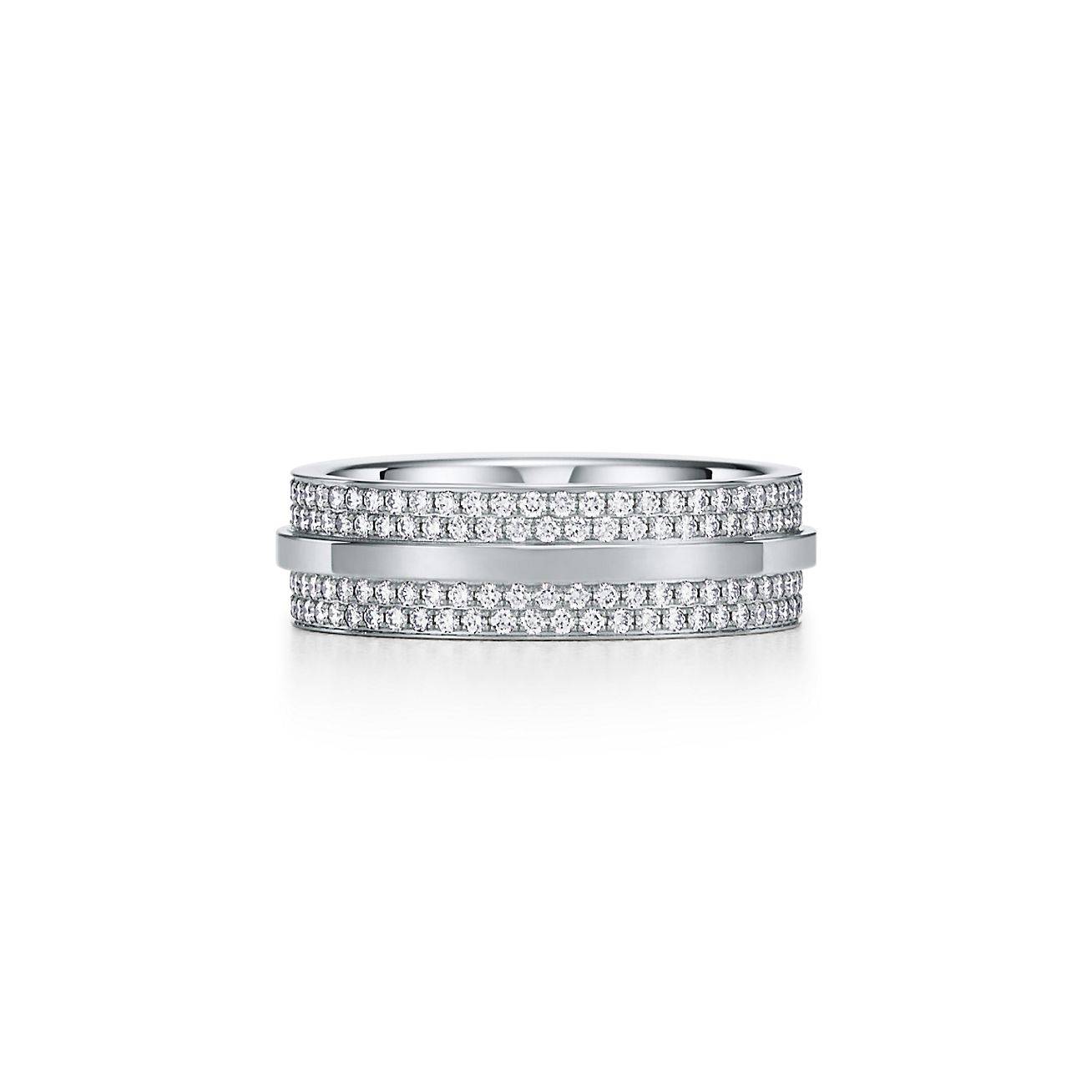 T*f*ny t wide pavÉ diamond ring in 18k white gold