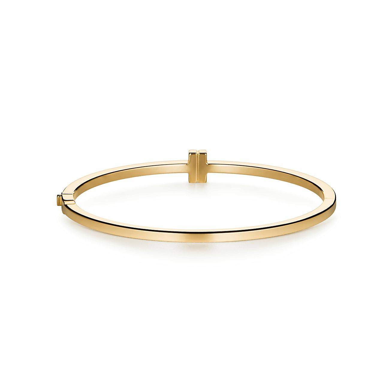 T*f*ny t diamond hinged wire bangle in 18k gold