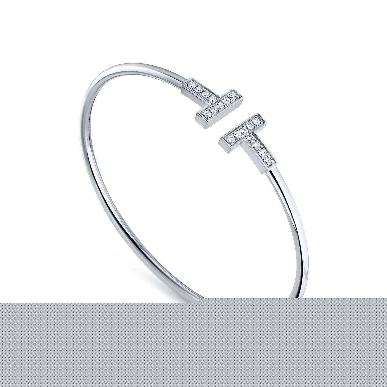 T*f*ny t diamond wire bracelet in 18k white gold