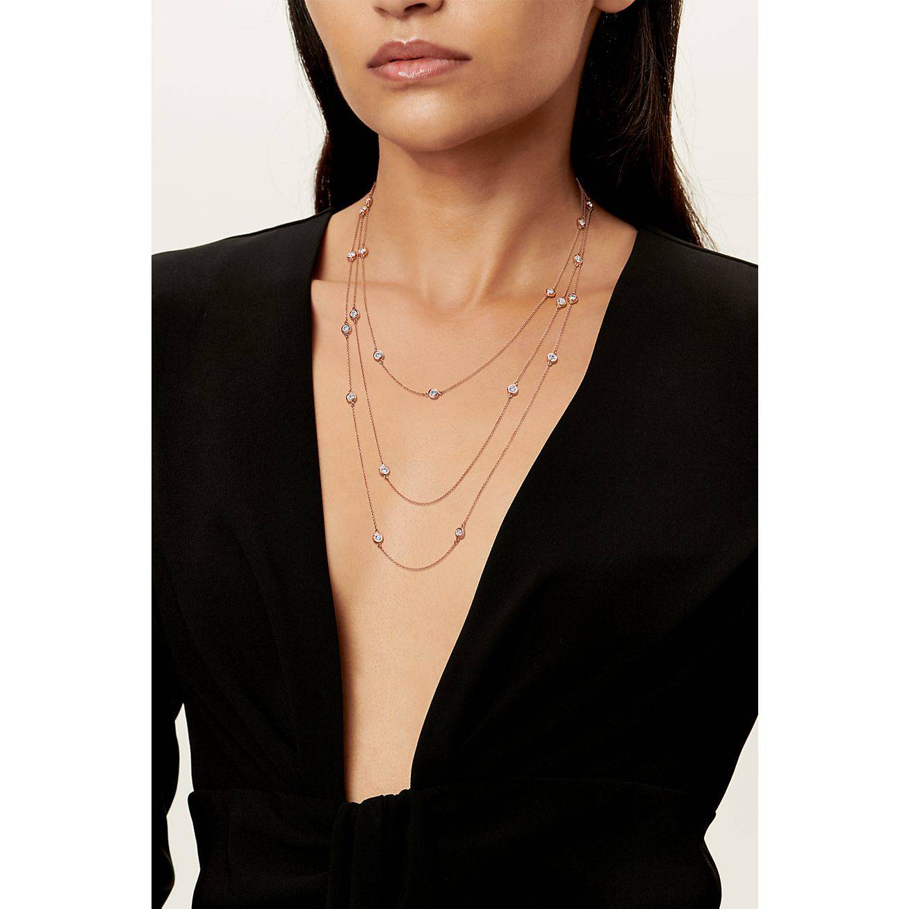 T*f*ny elsa peretti® diamonds by the yard® sprinkle necklace in rose gold
