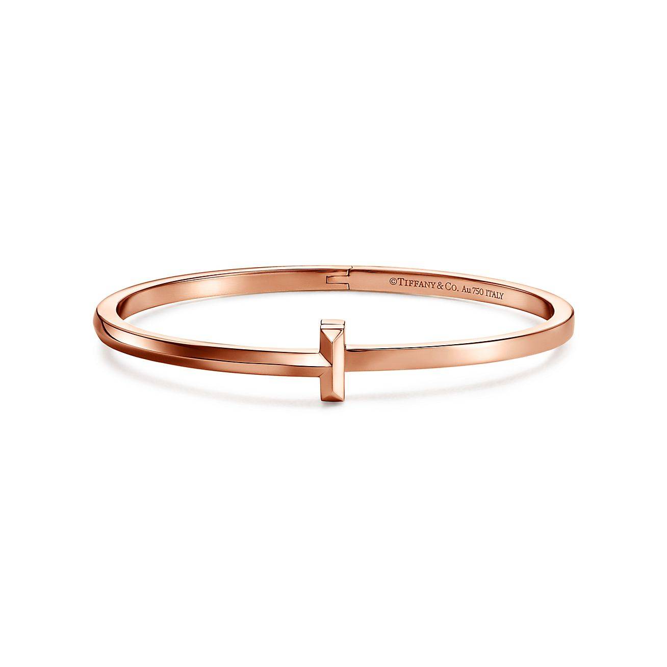 T*f*ny t t1 hinged bangle in rose gold, narrow