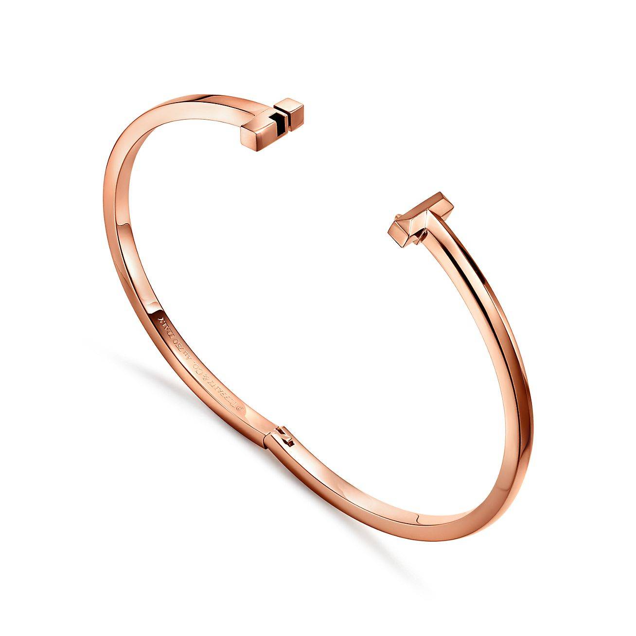 T*f*ny t t1 hinged bangle in rose gold, narrow