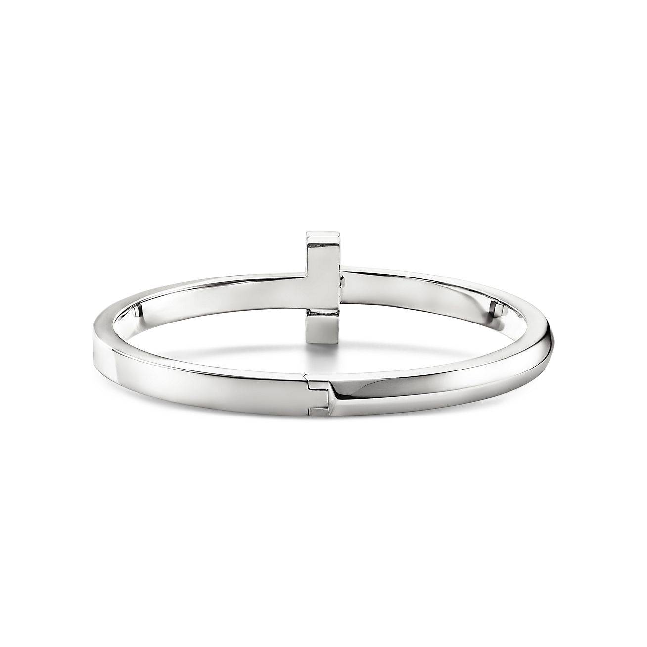 T*f*ny t t1 hinged bangle in white gold, wide