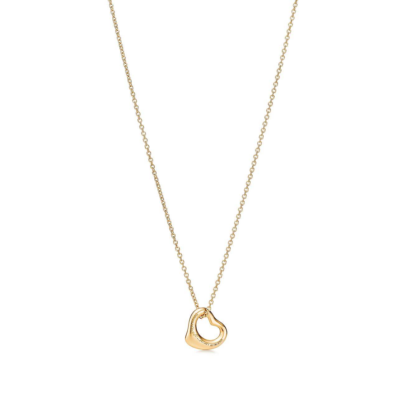 T*f*ny  elsa peretti® open heart pendant in yellow gold, 11 mm