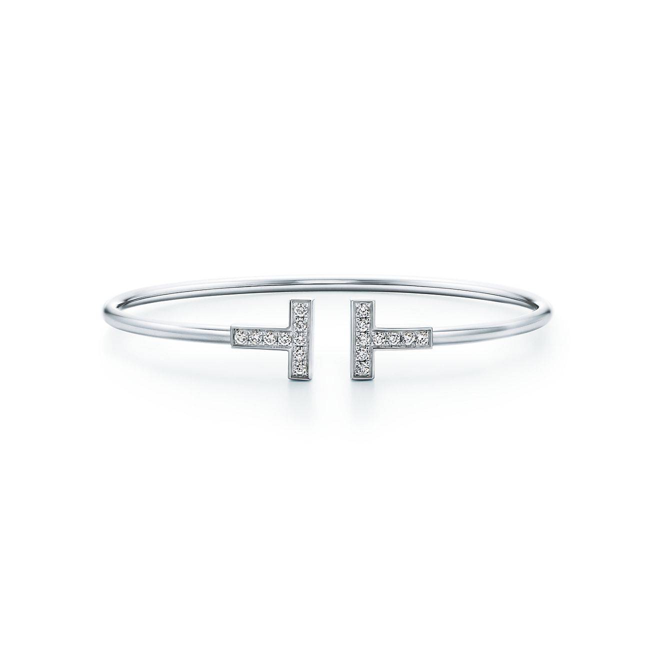 T*f*ny t diamond wire bracelet in 18k white gold