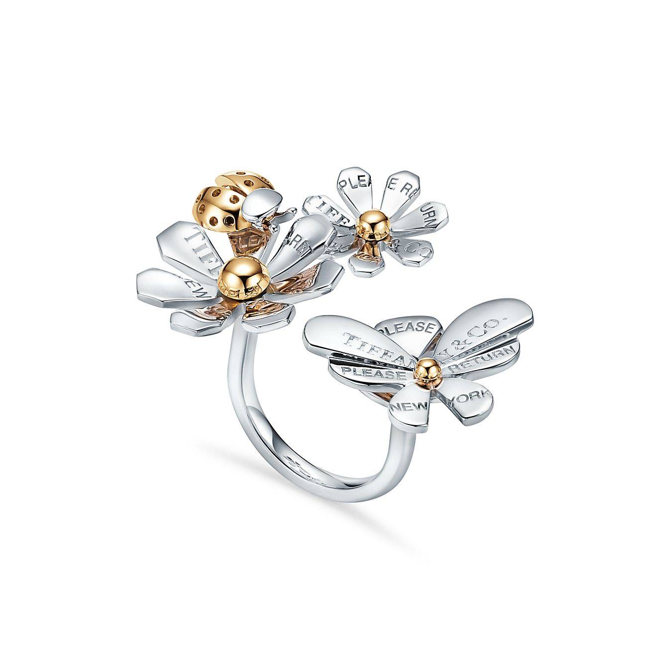 T*f*ny return to T*f*ny® love bugs cluster ring in sterling silver and 18k gold