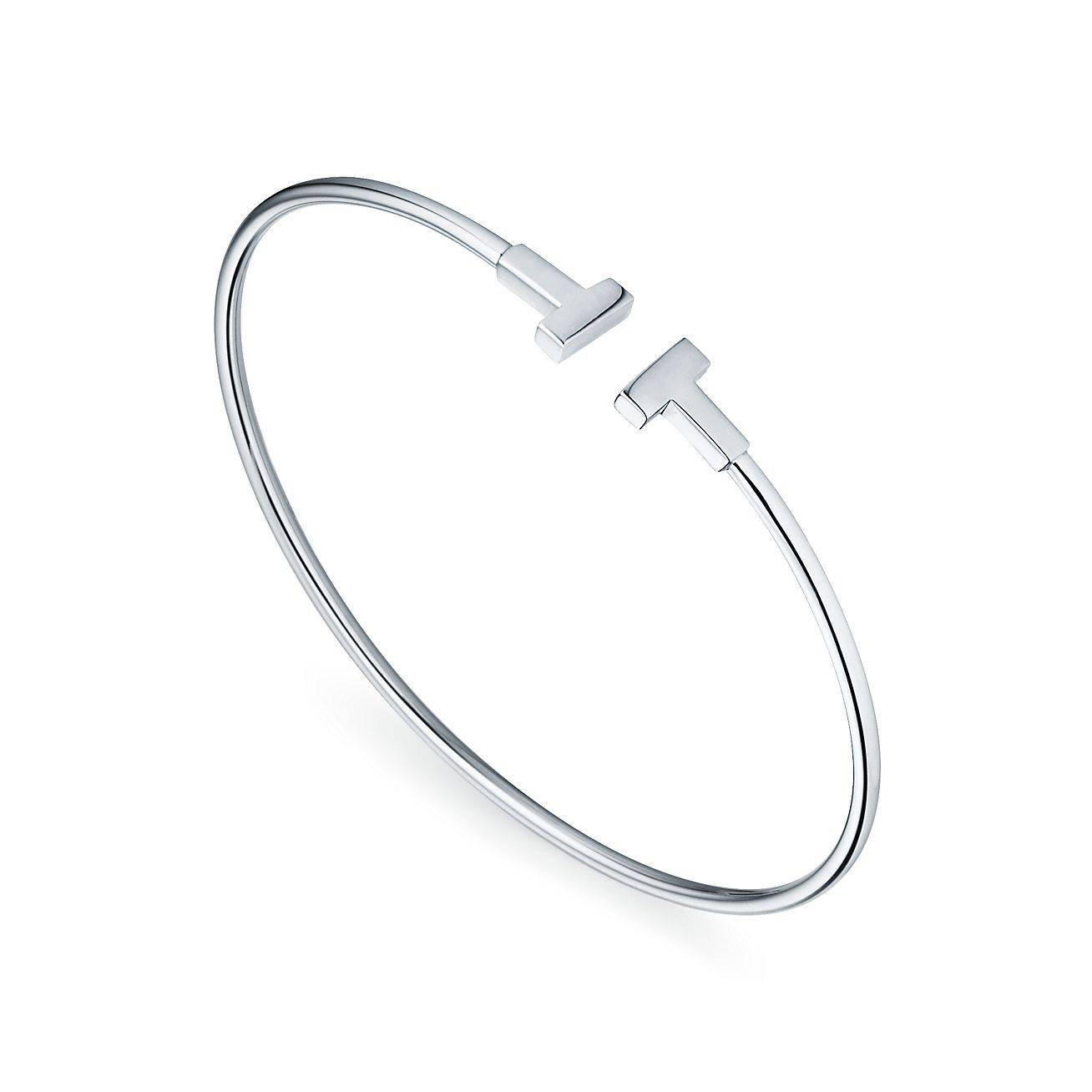 T*f*ny t narrow wire bracelet in 18k white gold