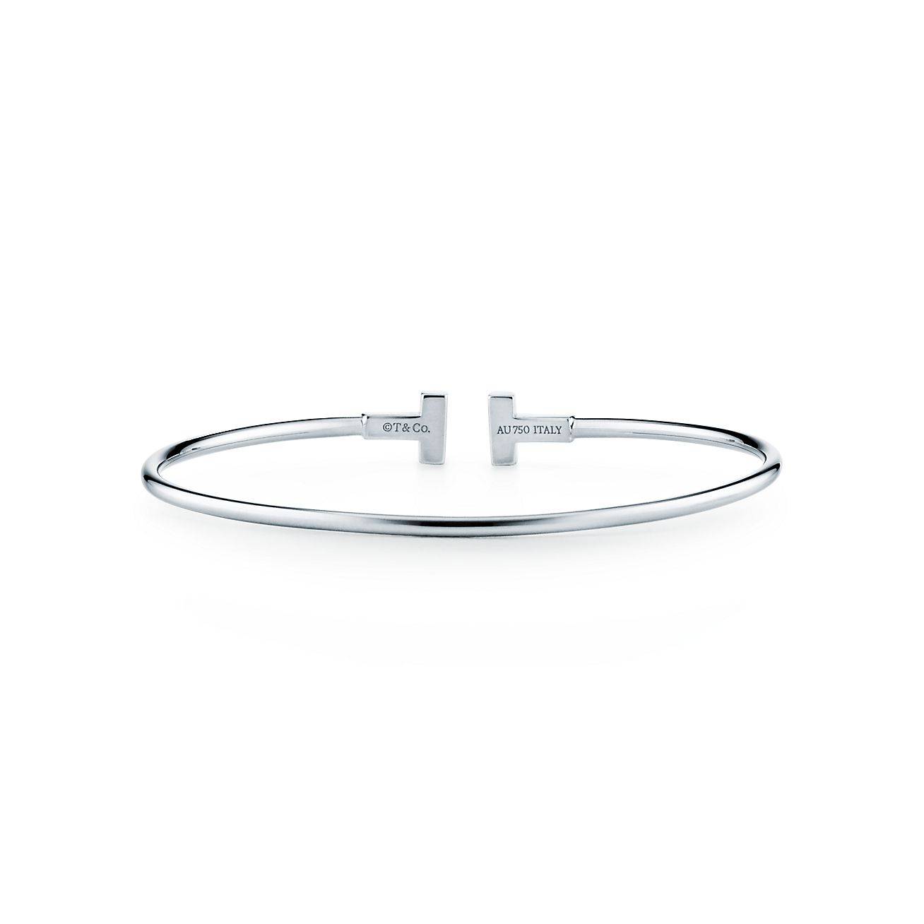 T*f*ny t narrow wire bracelet in 18k white gold