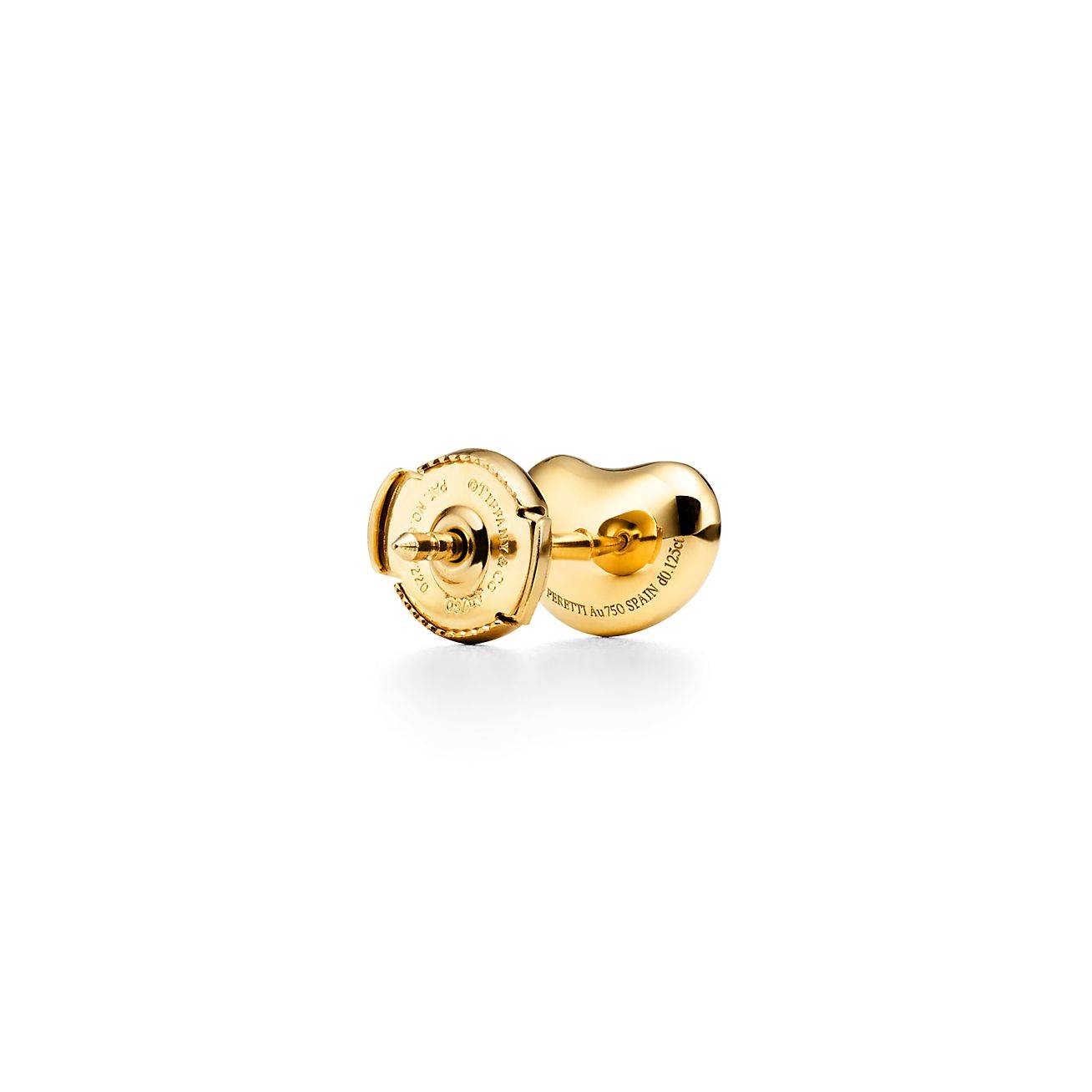 T*f*ny elsa peretti® bean® design earrings in yellow gold with pavÉ diamonds, 9 mm