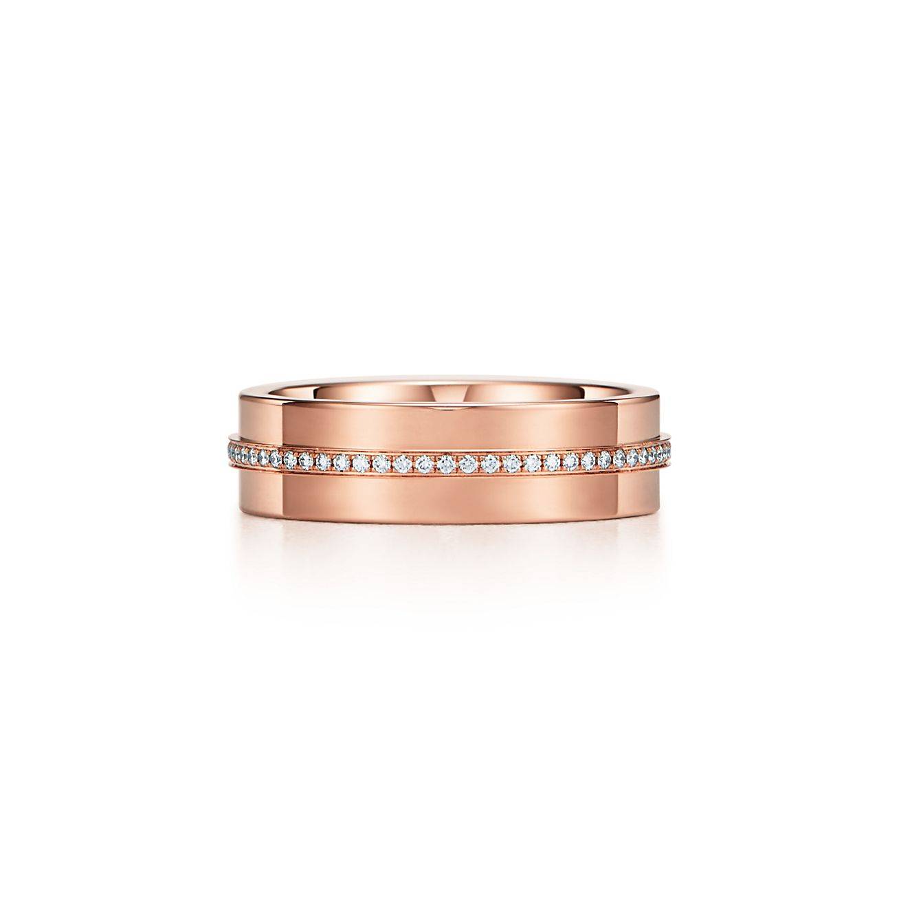 T*f*ny t wide diamond ring in 18k rose gold