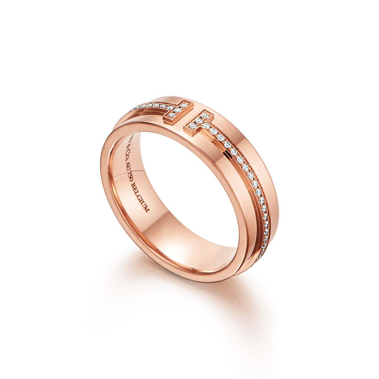 T*f*ny t wide diamond ring in 18k rose gold