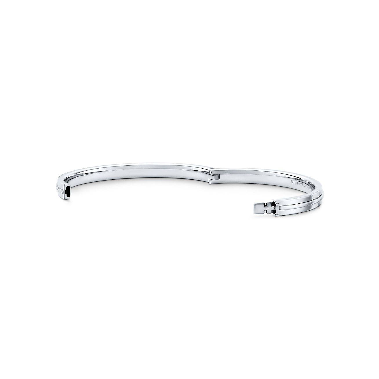 T*f*ny t diamond hinged bangle in 18k white gold