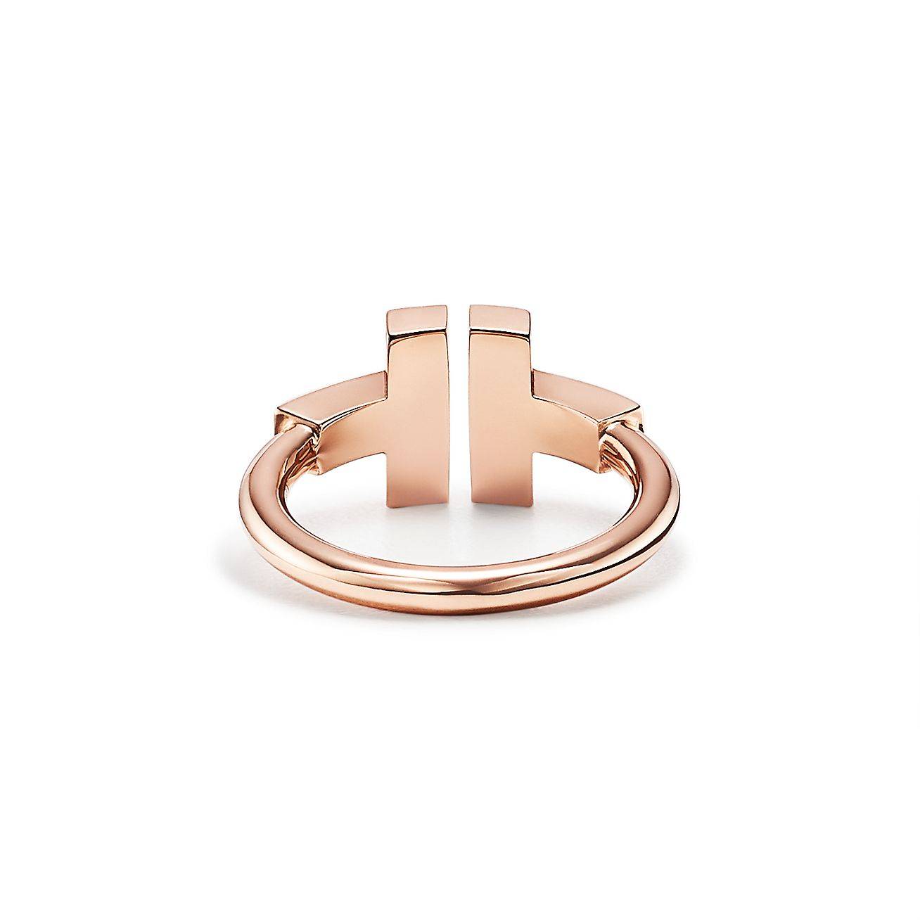 T*f*ny t wire ring in rose gold with diamonds and mother-of-pearl