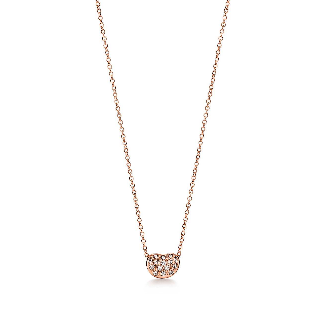 T*f*ny elsa peretti® bean® design pendant in rose gold with pavÉ diamonds, 6.5 mm