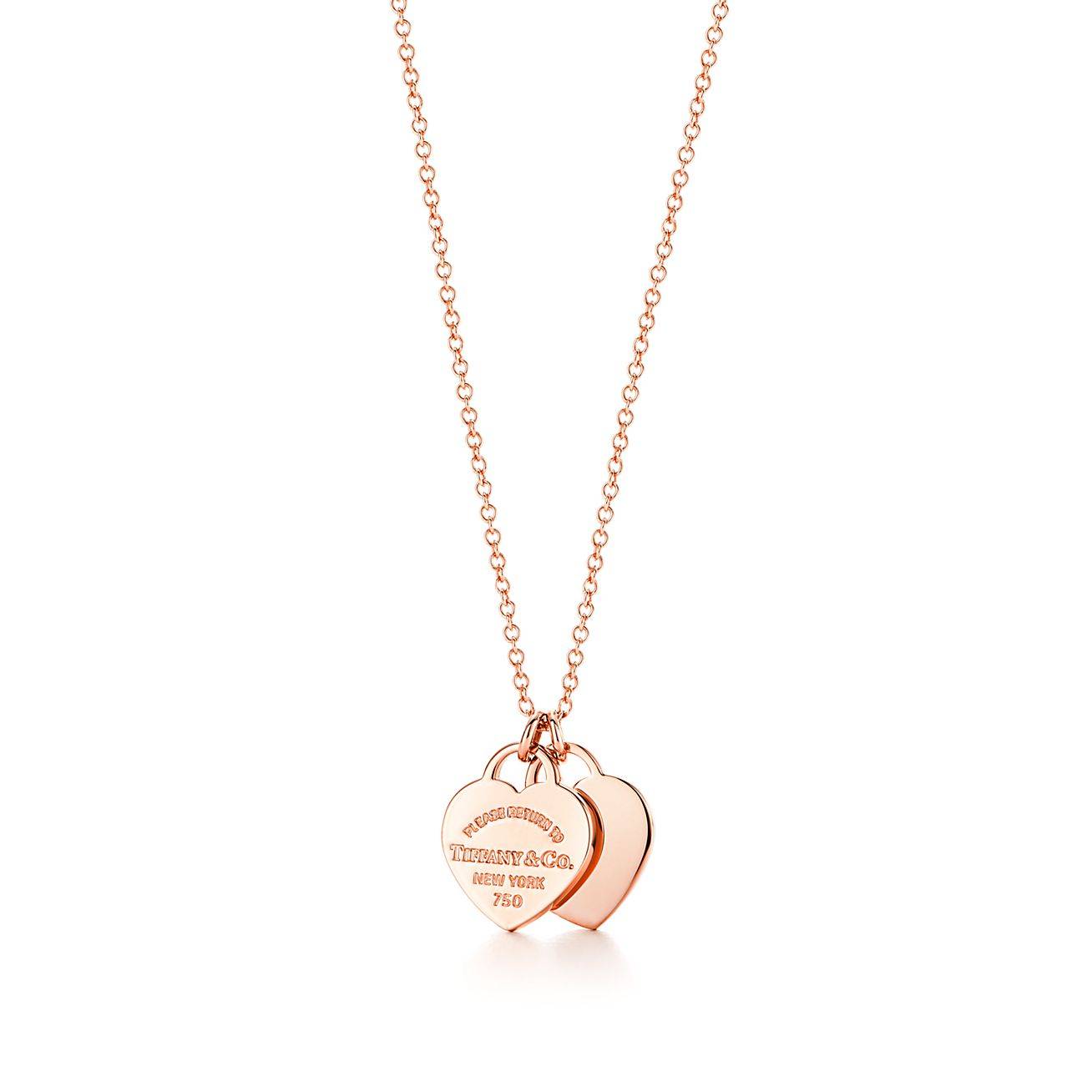 T*f*ny return to T*f*ny® double heart tag pendant in rose gold, mini