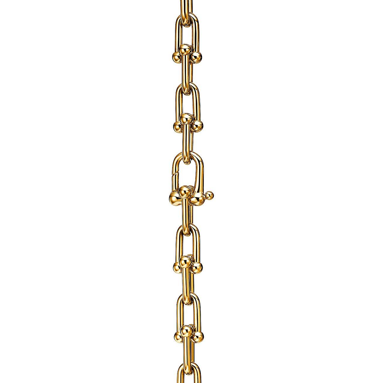 T*f*ny hardwear graduated link necklace in yellow gold with pavÉ diamonds