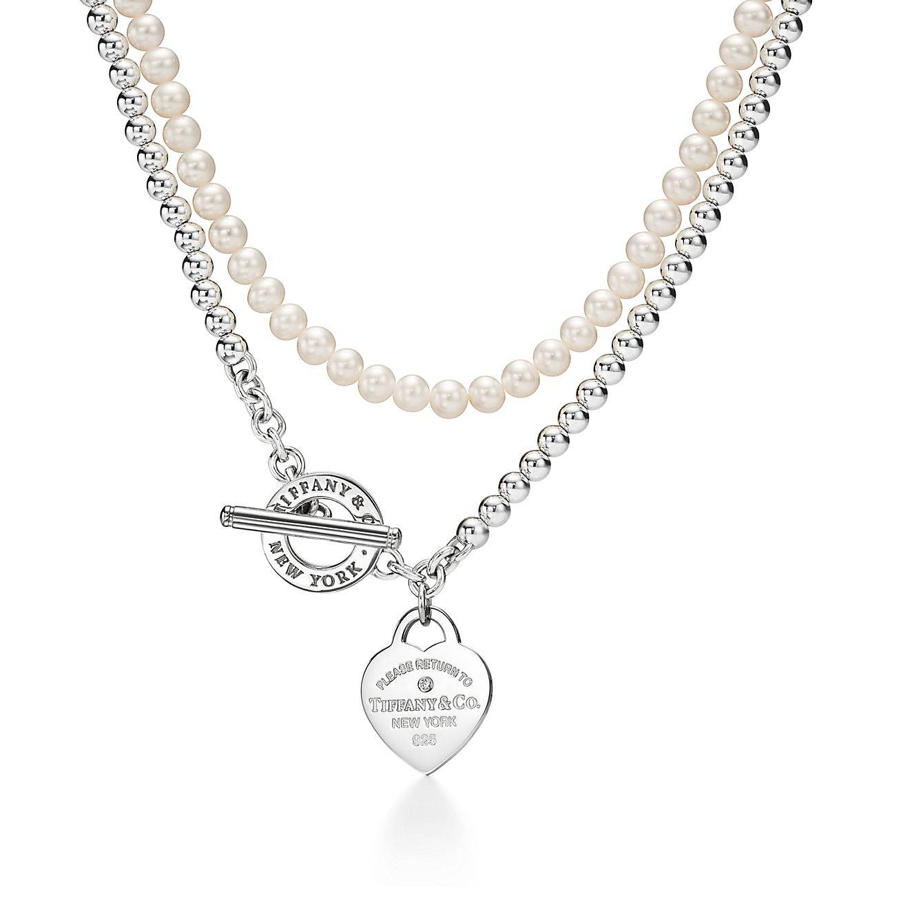 T*f*ny  return to T*f*ny® wrap necklace in silver with pearls and a diamond, small