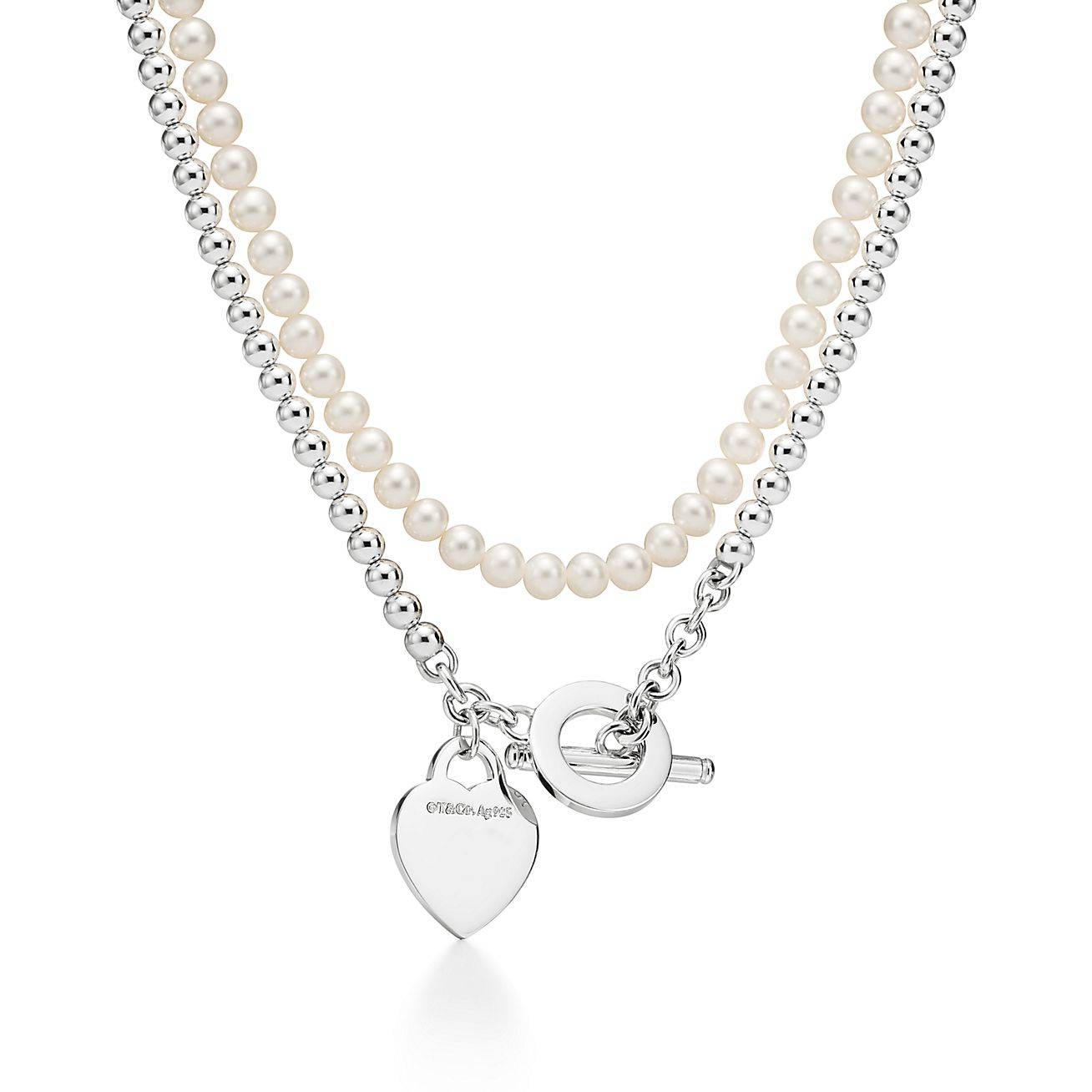 T*f*ny  return to T*f*ny® wrap necklace in silver with pearls and a diamond, small