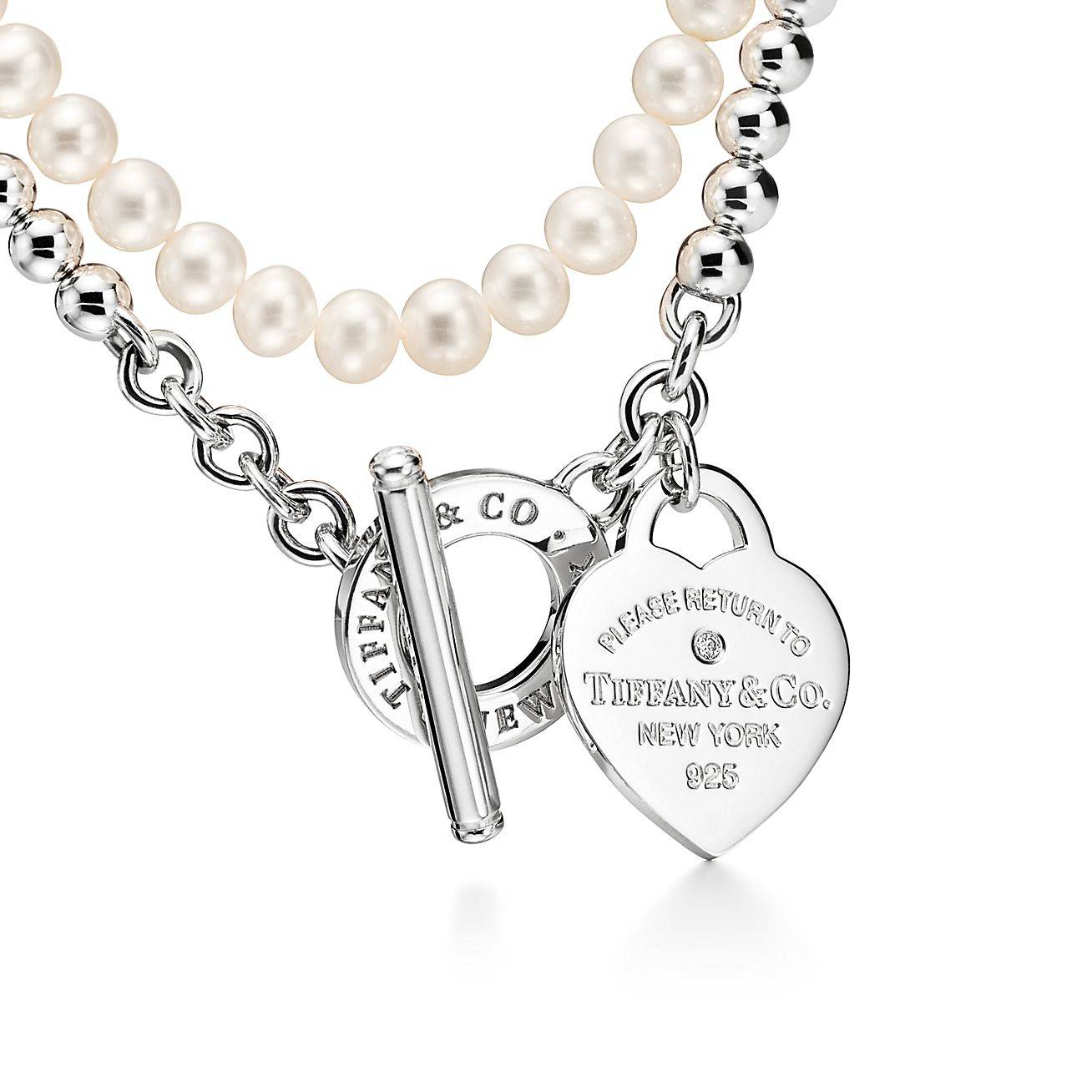 T*f*ny  return to T*f*ny® wrap necklace in silver with pearls and a diamond, small