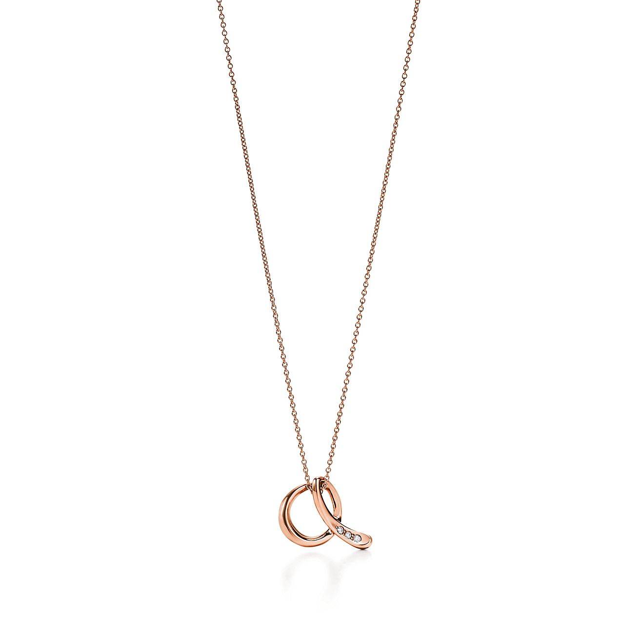 T*f*ny  elsa peretti® letter a pendant in 18k rose gold with diamonds