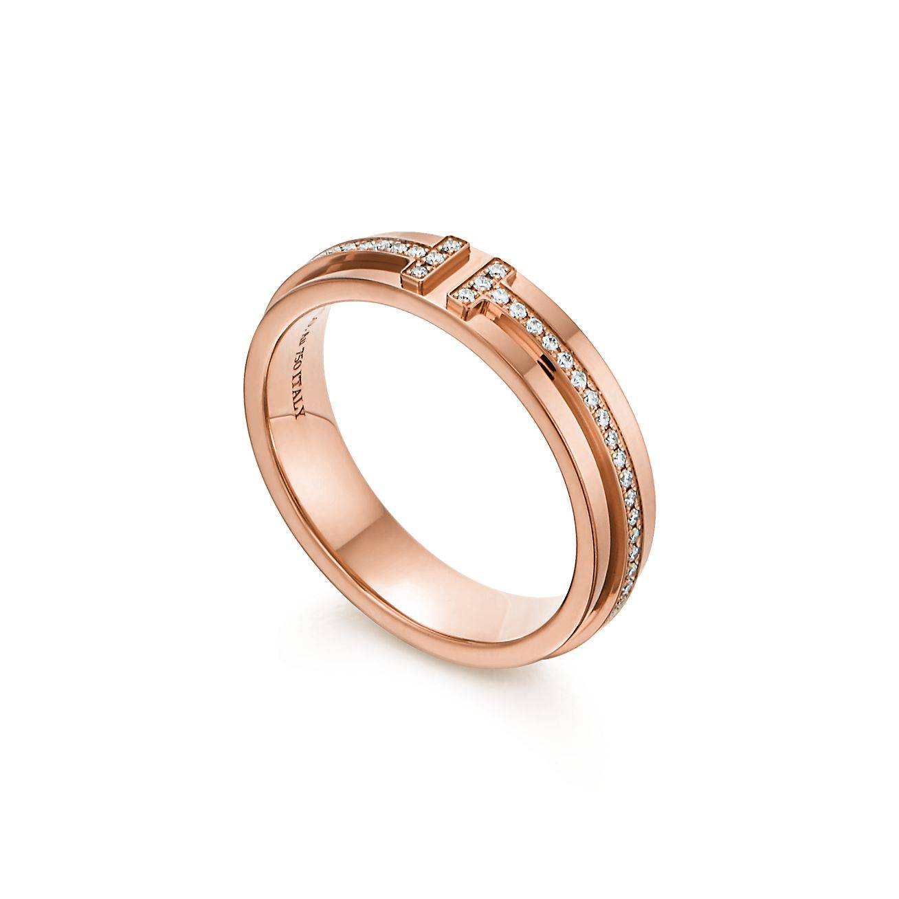 T*f*ny t narrow diamond ring in 18k rose gold