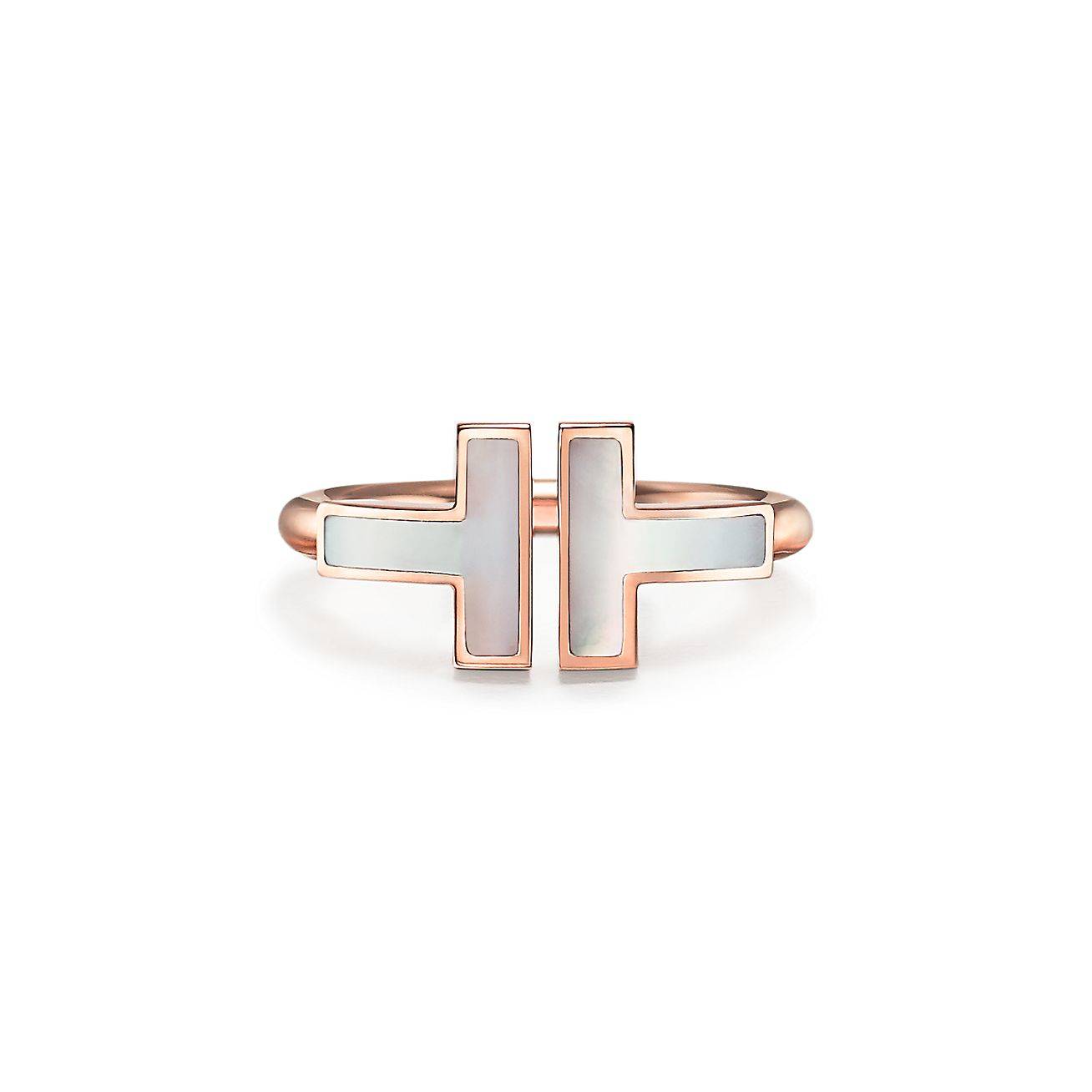 T*f*ny t wire ring in rose gold with mother-of-pearl