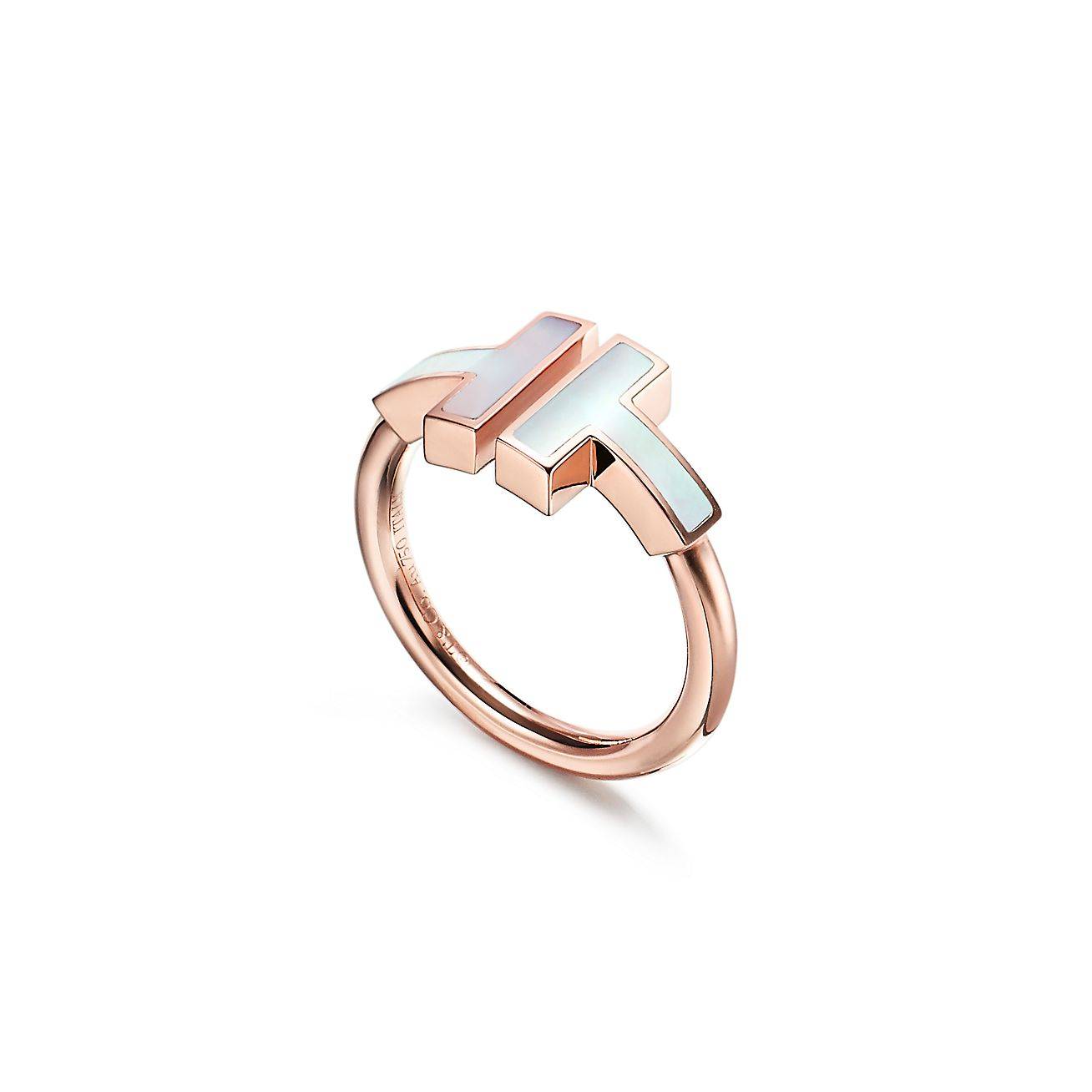 T*f*ny t wire ring in rose gold with mother-of-pearl