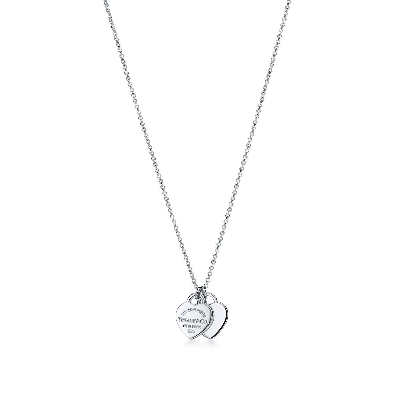 T*f*ny return to T*f*ny® double heart tag pendant in silver, mini