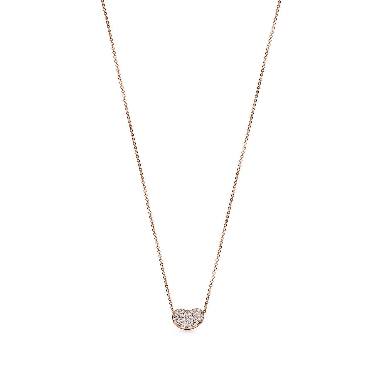 T*f*ny elsa peretti® bean® design pendant in rose gold with diamonds, 12 mm