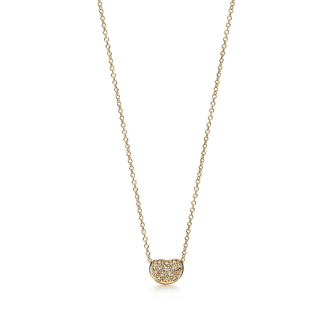 T*f*ny elsa peretti® bean® design pendant in yellow gold with pavÉ diamonds, 6.5 mm