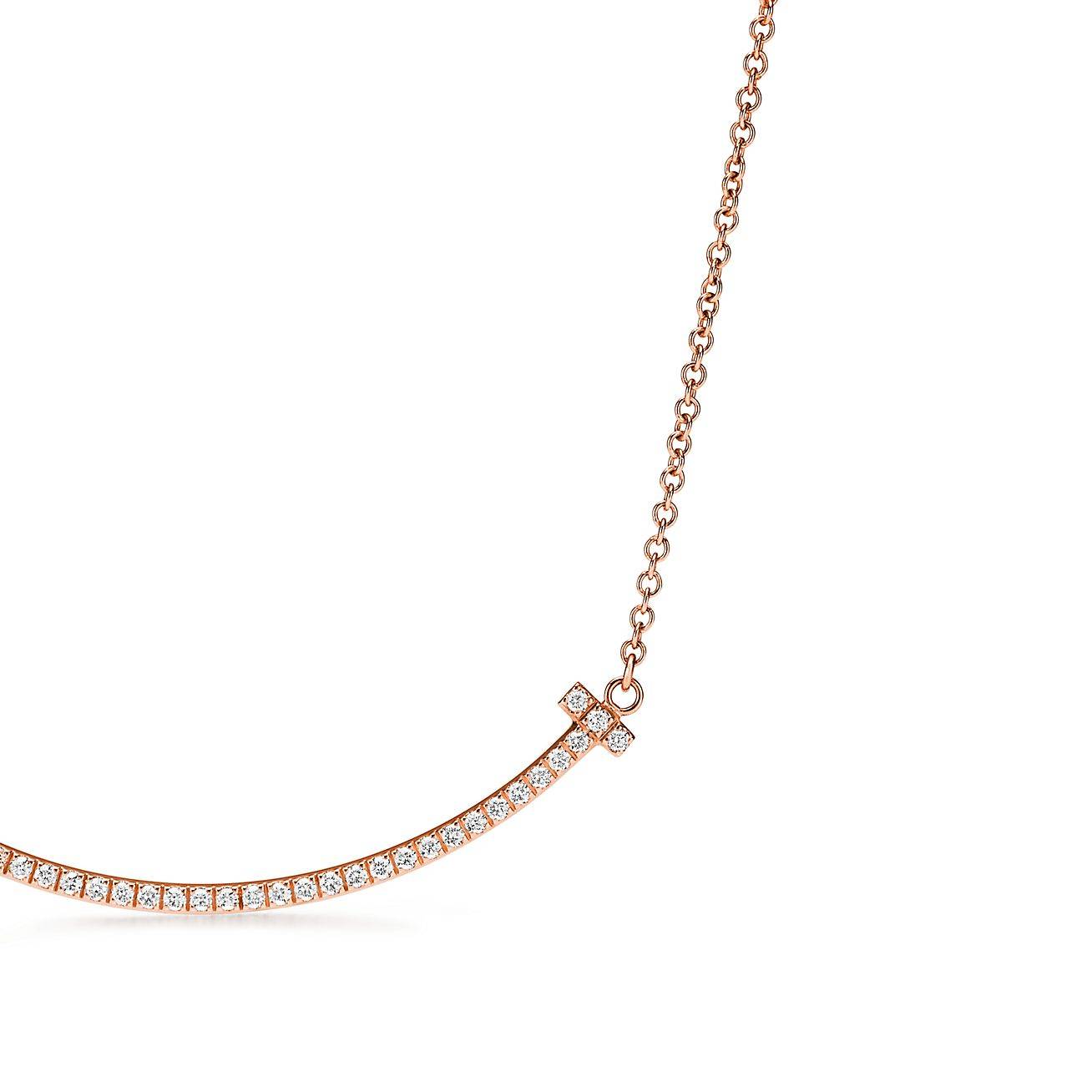 T*f*ny t smile pendant in rose gold with diamonds, large