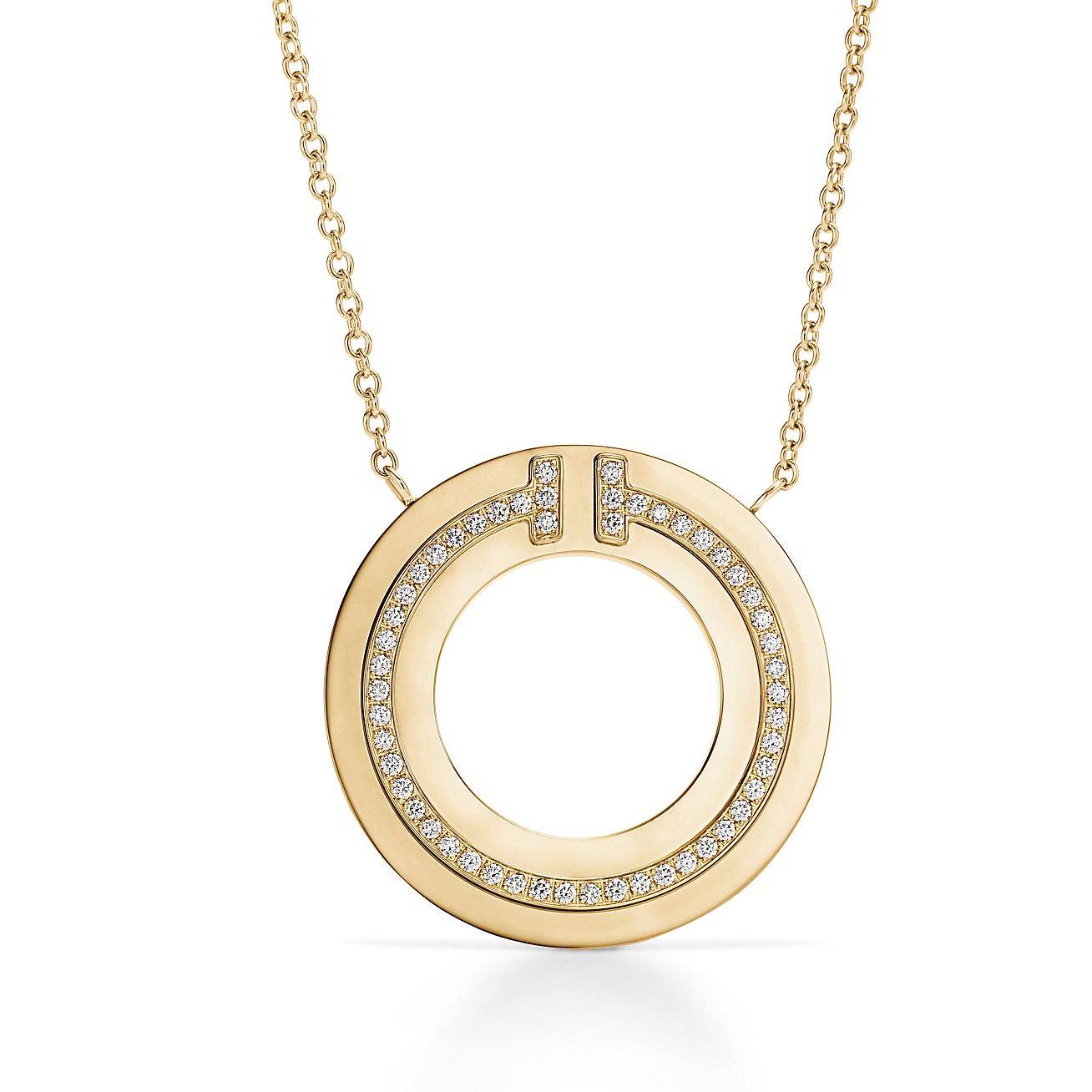 T*f*ny t diamond circle pendant in 18k rose gold