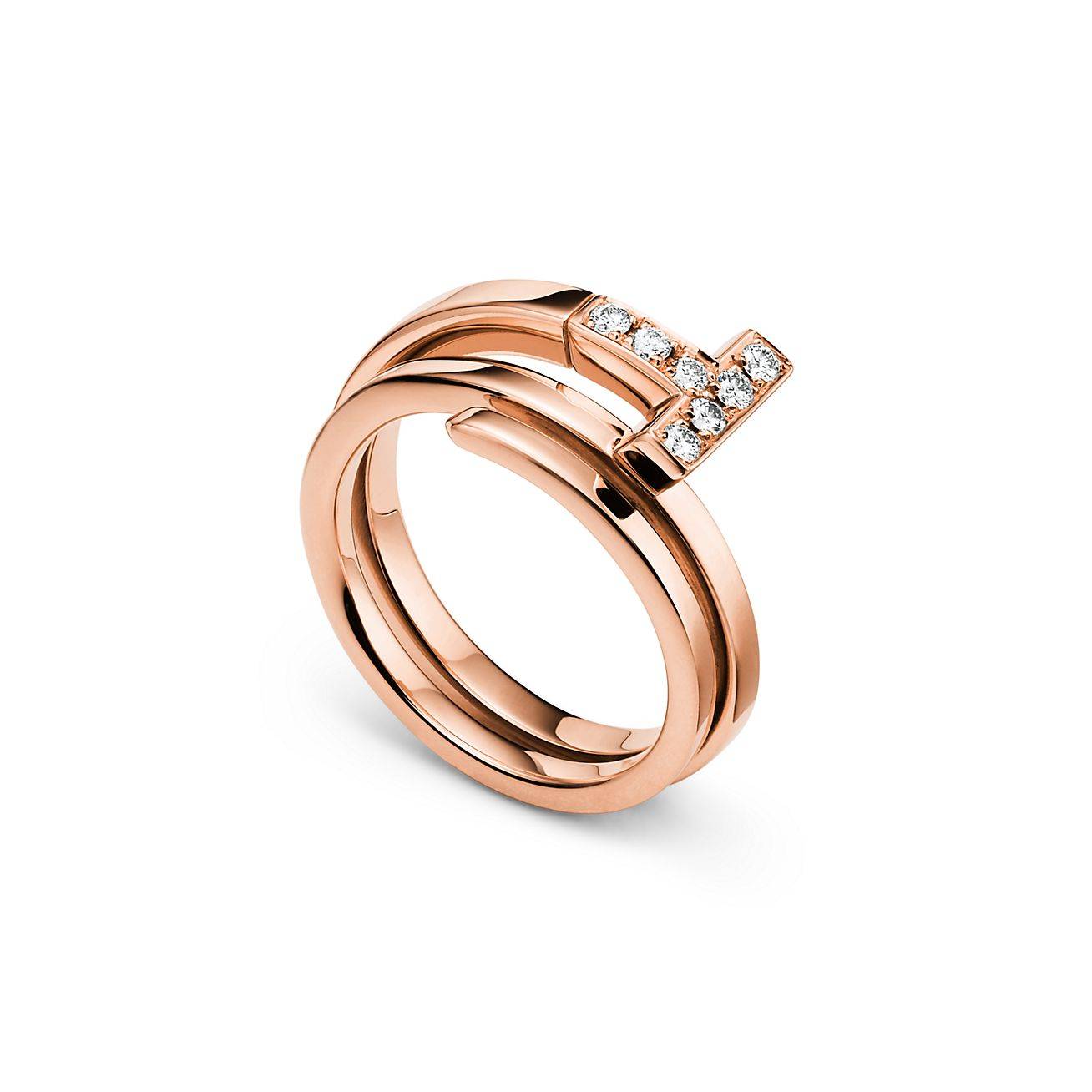 T*f*ny t diamond square wrap ring in 18k rose gold